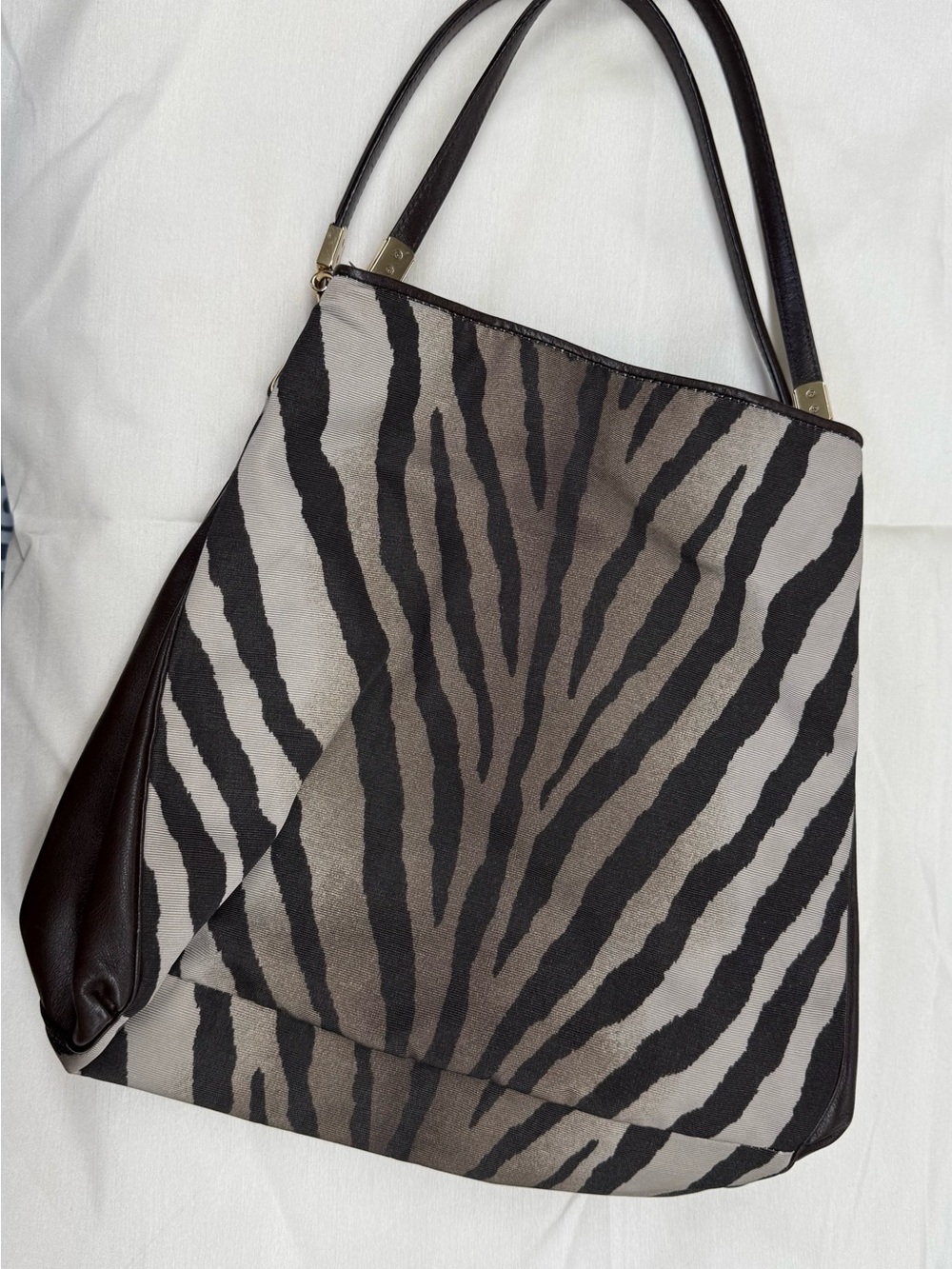 Coach Zebra-Print Shoulder Bag in Black & Gray
